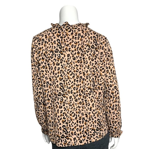 NWT J.CREW Printed Leopard Ruffleneck Top - Picture 3 of 6